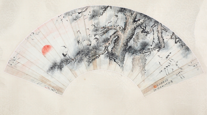 松鹤扇面(1)