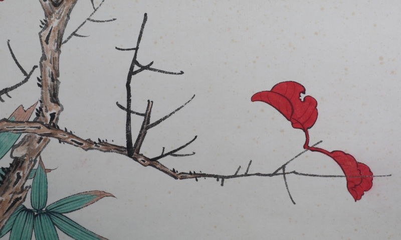 红叶翠竹小鸟(5)