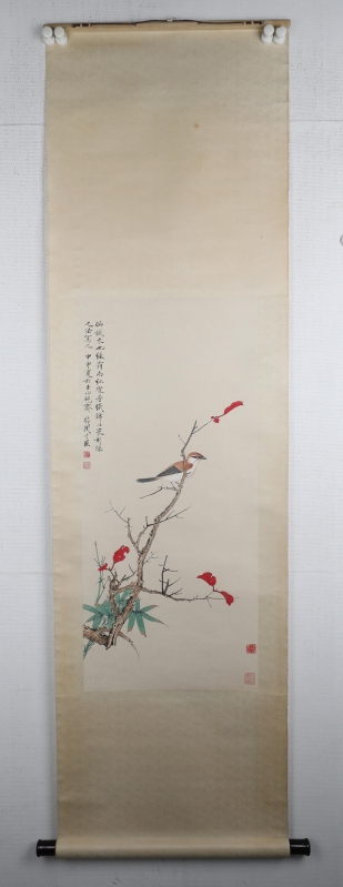 红叶翠竹小鸟(8)